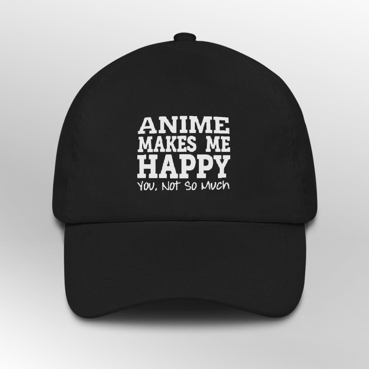 Anime happy text design cap