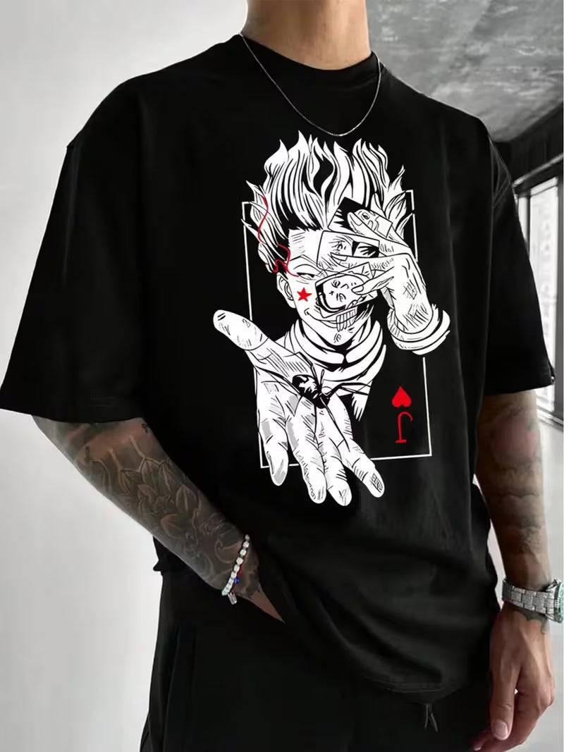 Gojo Satoru Playing Card Jujutsu Kaisen Oversized T-Shirt | JJK Anime Graphic Streetwear Tee