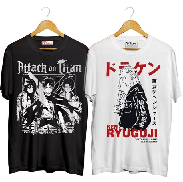 Attack on Titan & Draken T-Shirt Combo | Anime Graphic 2-Piece Tees