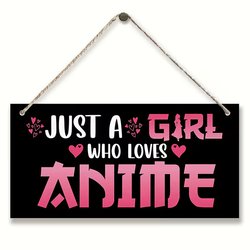 Just a Girl Who Loves Anime Wall Sign | Anime Room Decor Gift for Girls Teens