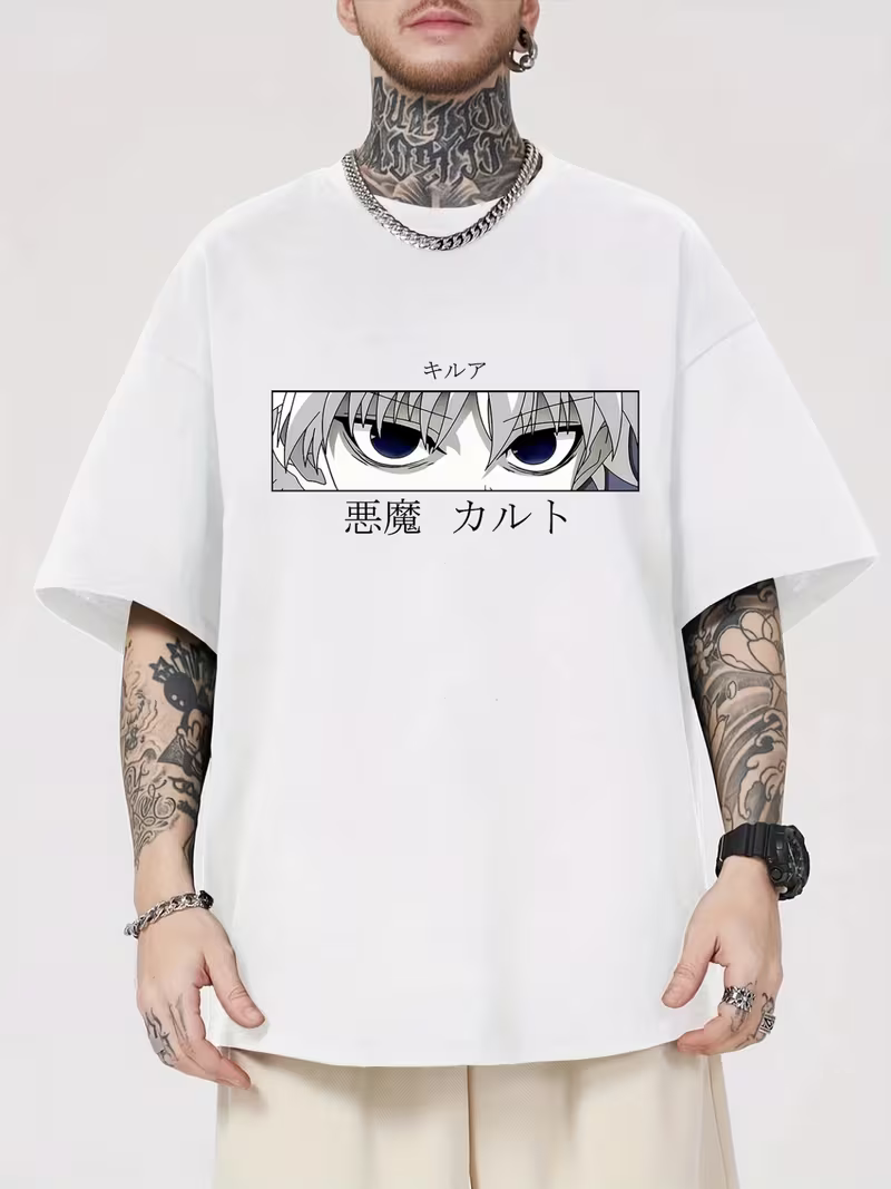 Killua Demon Eyes Oversized Anime T-Shirt | Hunter x Hunter Aesthetic Manga Tee