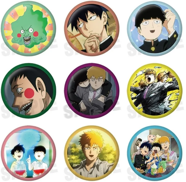 Mob 100 Badges For Anime Psycho Fans (Pack Of 9)