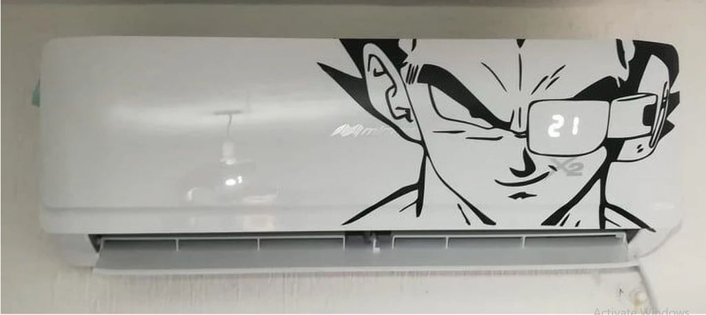 Vegeta Scouter Black Line Art Dragon Ball Z AC Sticker | Anime Split AC Vinyl Decal