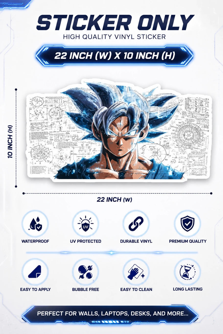Goku Ultra Instinct Blueprint AC Sticker | Dragon Ball Super Vinyl Decal