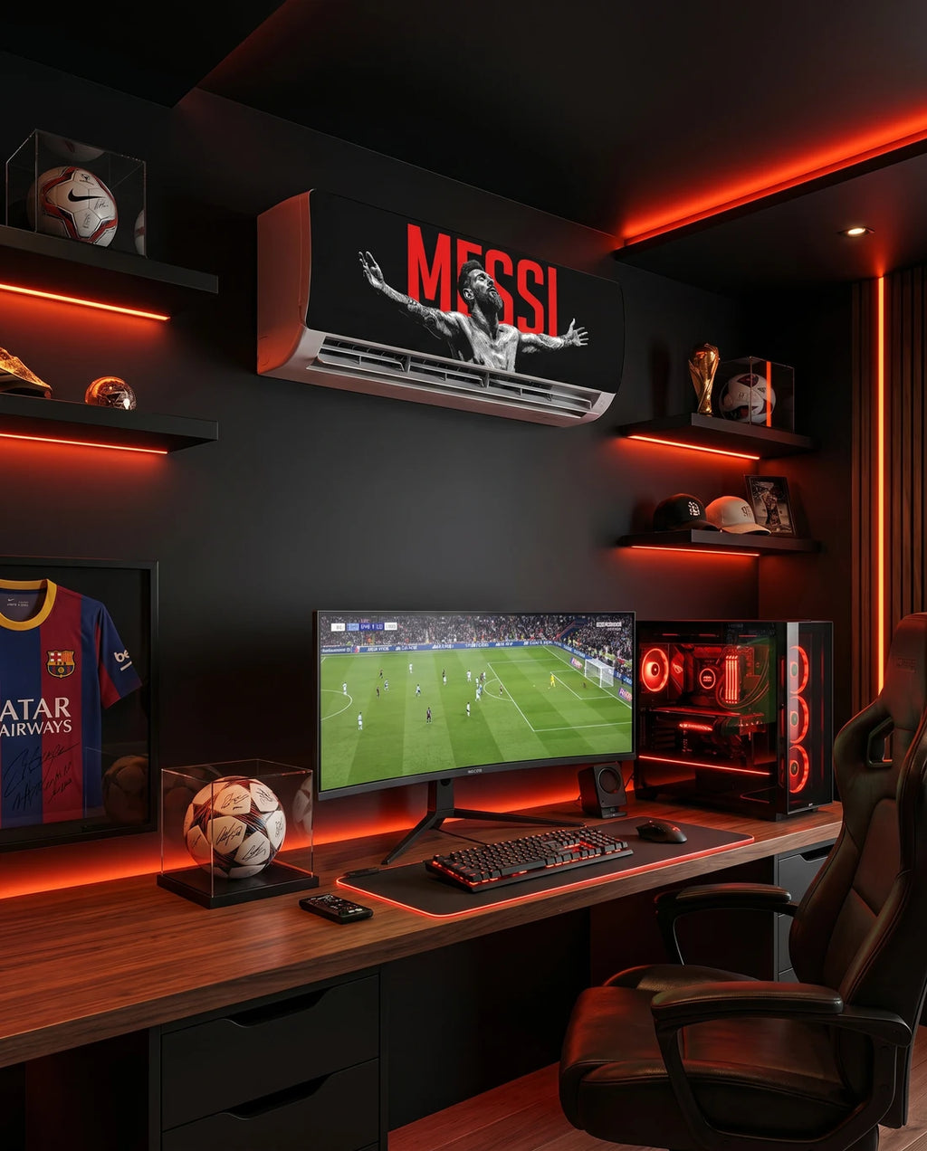 Lionel Messi Football AC Sticker | Split AC Vinyl Decal