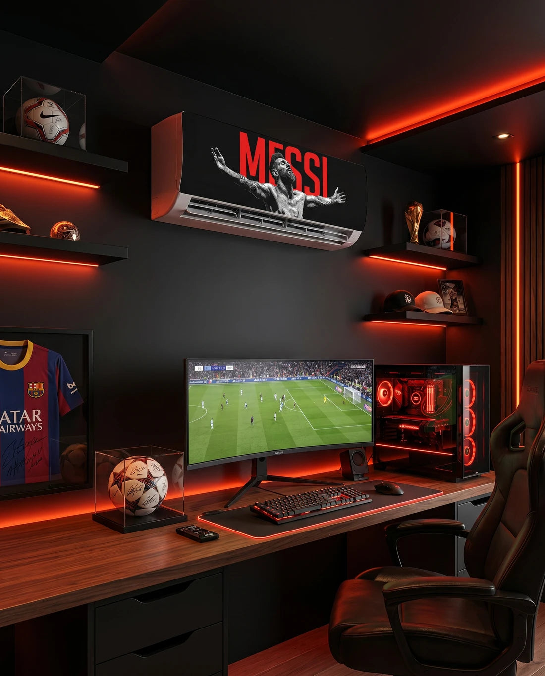 Lionel Messi Football AC Sticker | Split AC Vinyl Decal