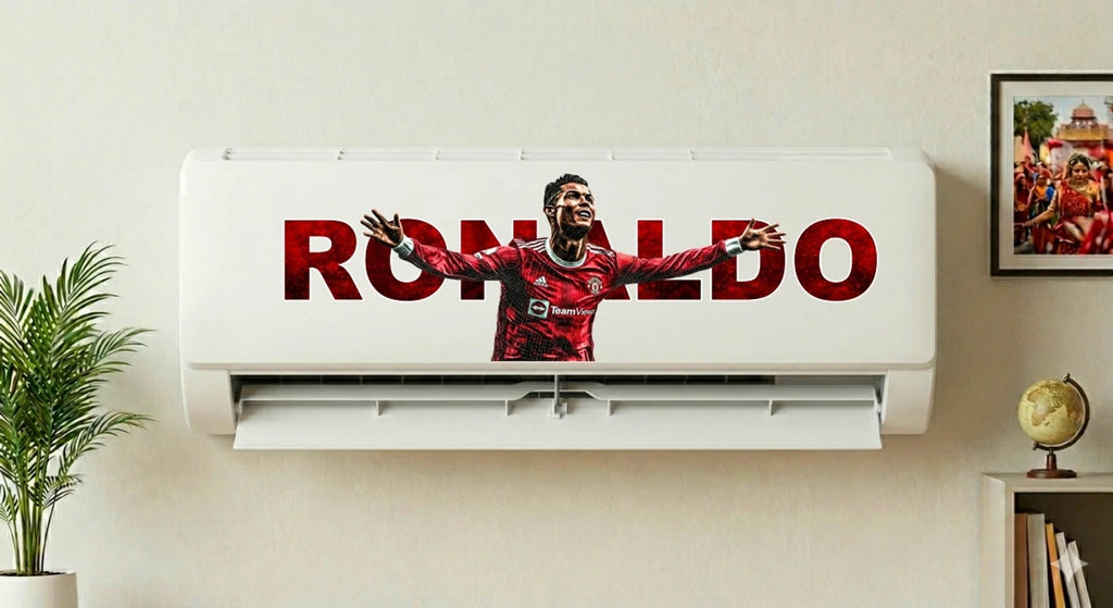 Cristiano Ronaldo Football AC Sticker | Split AC Vinyl Decal