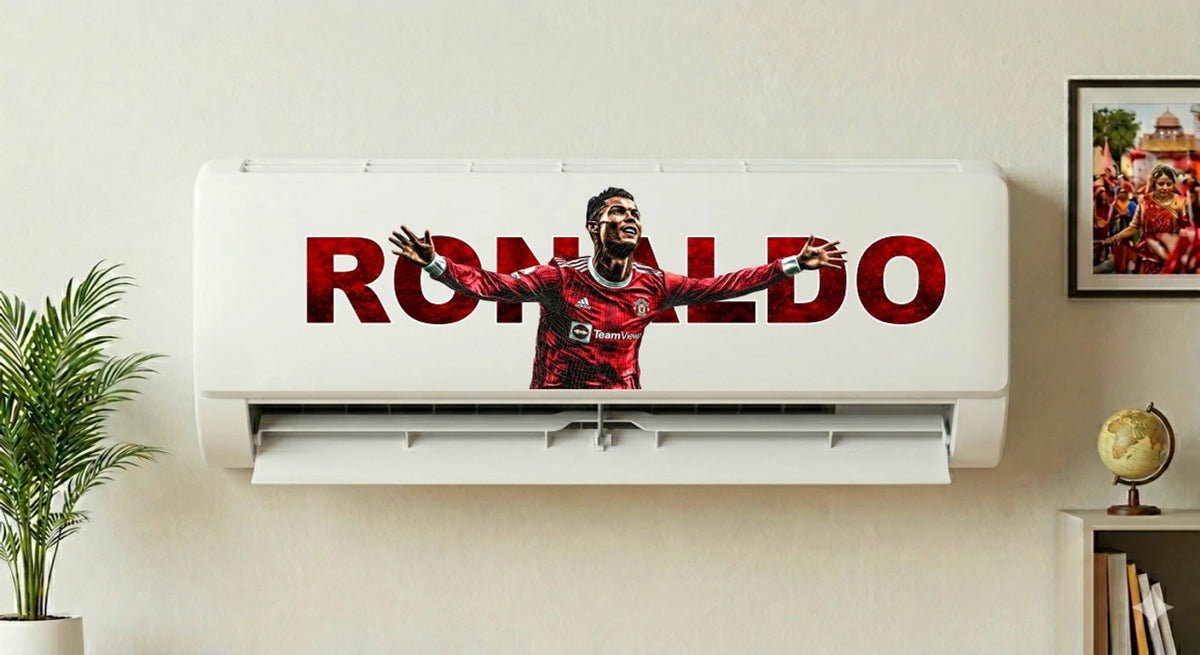 Cristiano Ronaldo Football AC Sticker | Split AC Vinyl Decal