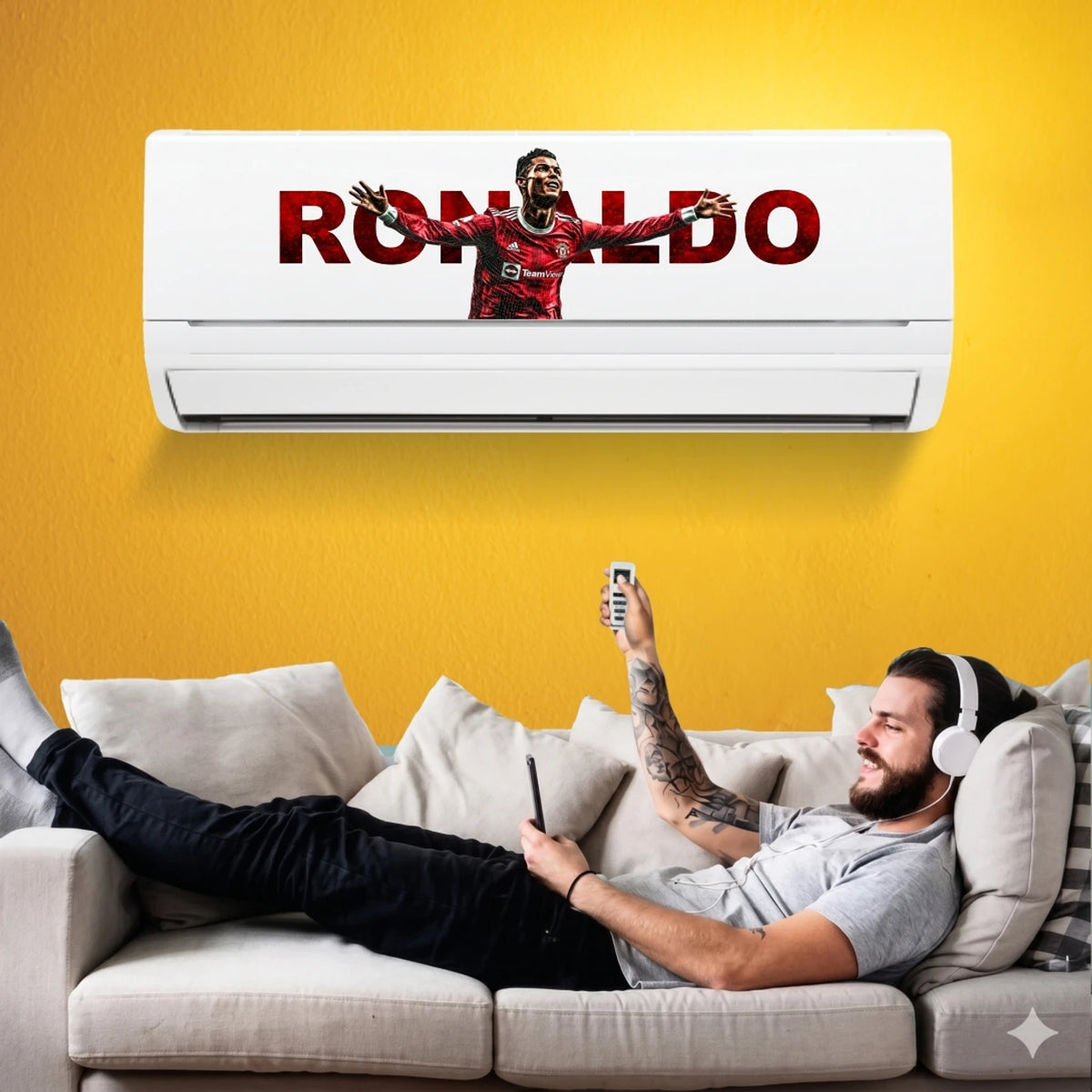 Cristiano Ronaldo Football AC Sticker | Split AC Vinyl Decal