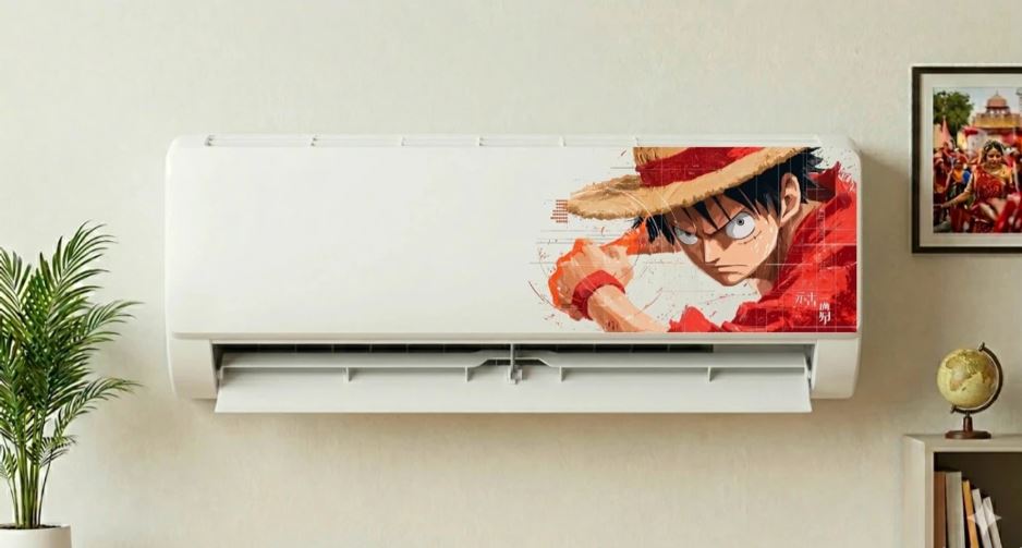 One Piece Luffy Fierce Battle Pose AC Sticker | Anime Split AC Vinyl Decal