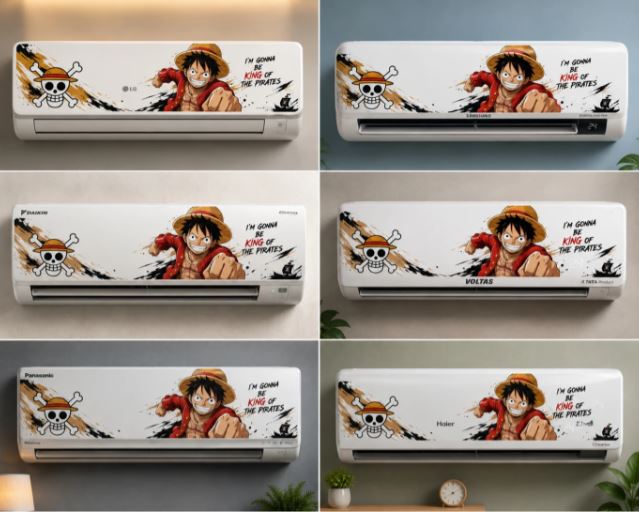 One Piece Luffy King of the Pirates AC Sticker | Anime Split AC Vinyl Decal