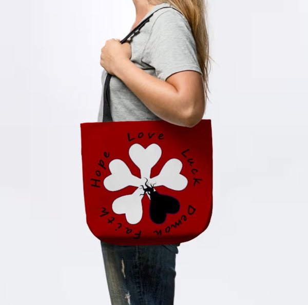 Demonic Clover Tote Bag For Five Leaf Fans