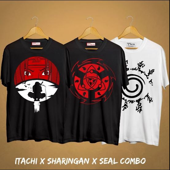 Itachi Sharingan & Seal T-Shirt Combo (Pack Of 3)
